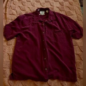 Pusser’s West Indies 100% Silk Button Down in Maroon Size Large